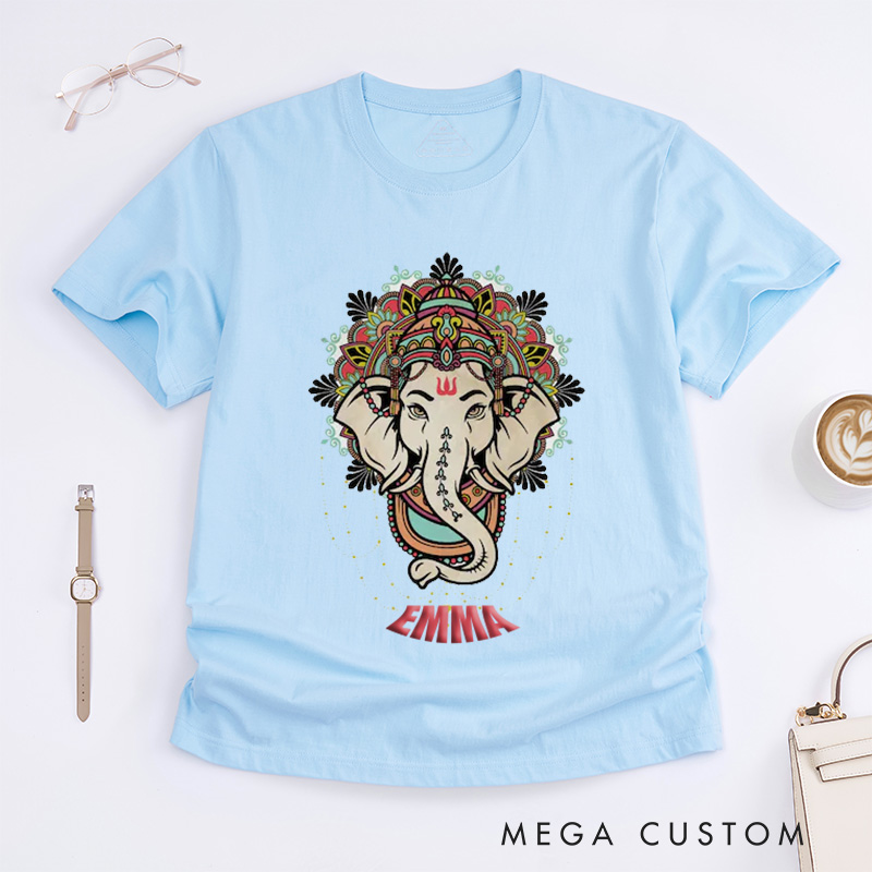 Personalized Iconic Ganesha T-Shirt Spiritual Yoga Meditation T-Shirt Religious T-Shirt Ganesh Lover T-Shirt Yoga Gift