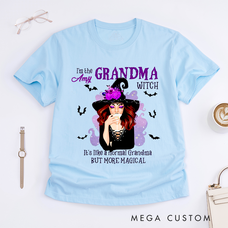Personalized Grandma Witch Classic T-Shirts Custom Name Magical Grandma Gift Witchy Grandmother Shirt Present