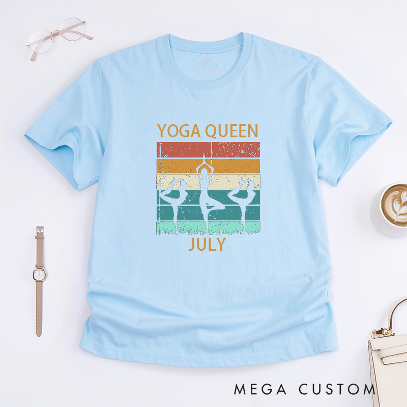 Personalized Yoga Queen Retro T-Shirt Yoga Poses T-Shirt Yoga Fashion T-Shirt Yoga Lover T-Shirt for Gift