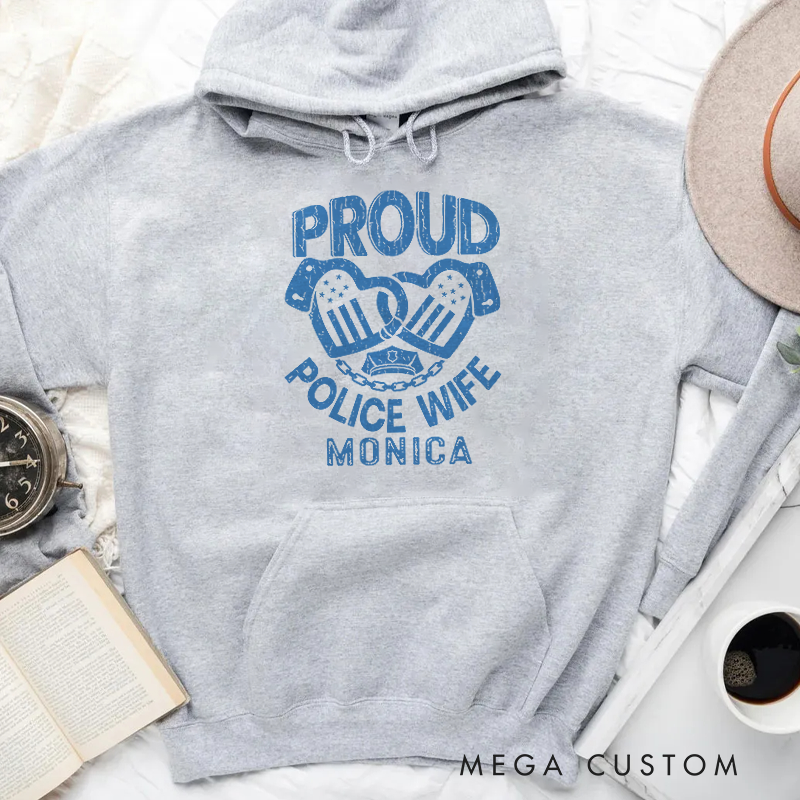 Personalized Hoodies for Policeman Proud Police Wife Hoodies Appreciation Gift for Police Officers