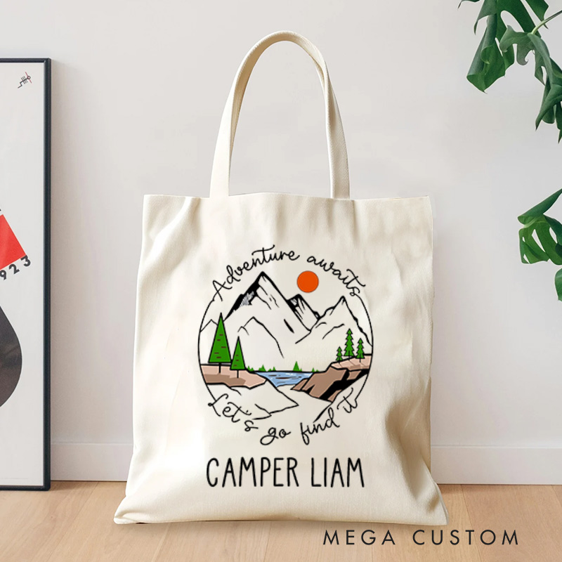 Personalized Adventure Awaits Tote Bag Nature Lovers and Explorers Bag Gift for Hiking Traveling