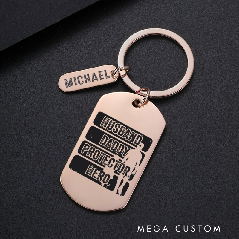 Personalized Police Officers Engraved Keychain Husband Father Protector Hero Keychain Appreciation Gift for Police Officers