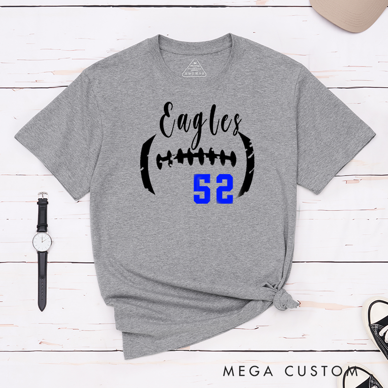 Personalized American Football and Rugby T-Shirts Customized with Your Team Name and Number-Game Day Shirt