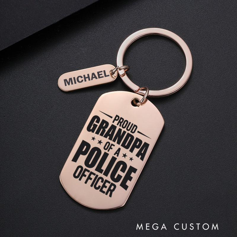 Personalized Police Officers Engraved Keychain Grandpa of a Police Officer Design Keychain Appreciation Gift for Police Officers