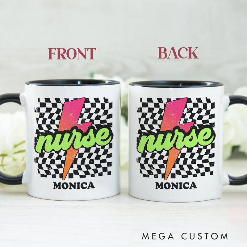 Personalized Nurse Mug Retro Nurse Lightning Design Coffee Mug Gift