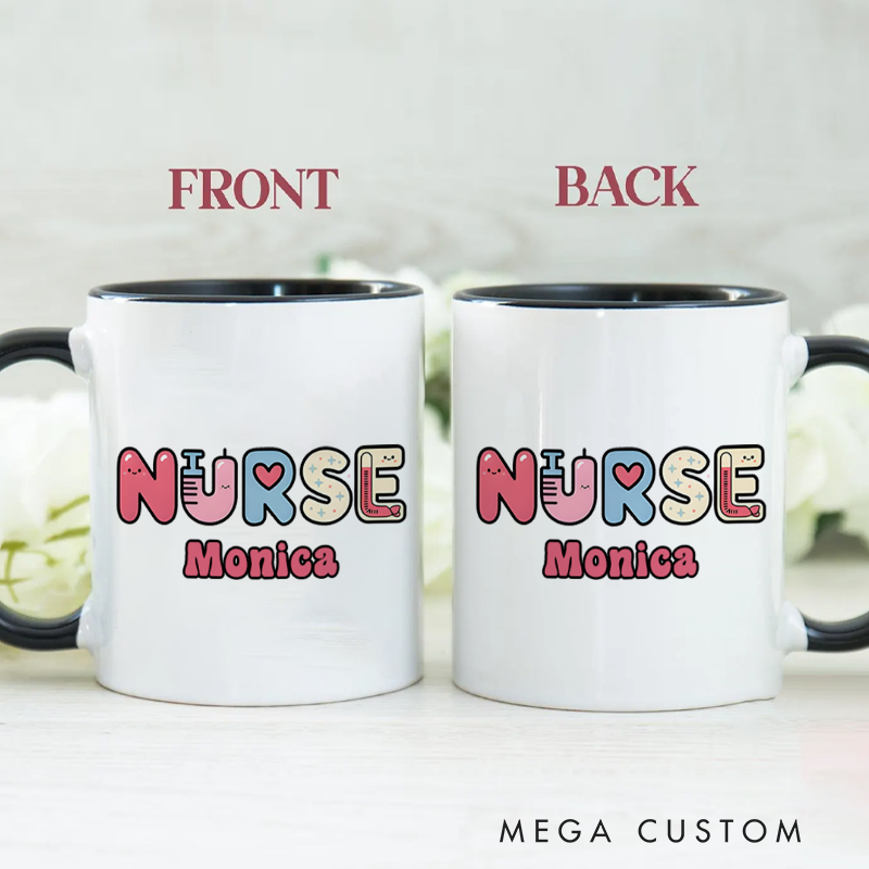 Personalized Nurse Mug Cute Nurse Lettering Design Coffee Mug Gift