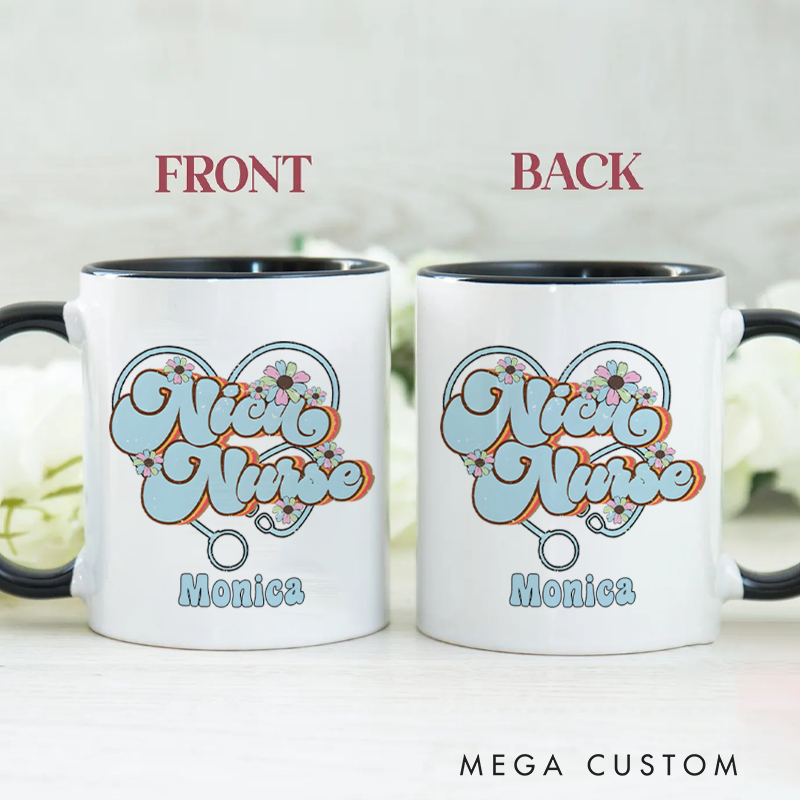 Personalized Nurse Mug Nice Nurse a Heart of Care Design Coffee Mug Gift