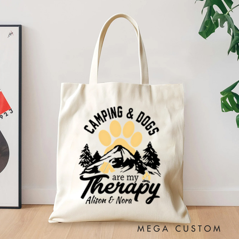 Personalized Camping and Dogs Tote Bag Gift for Nature Lovers Bag Camping Hiking Traveling 
