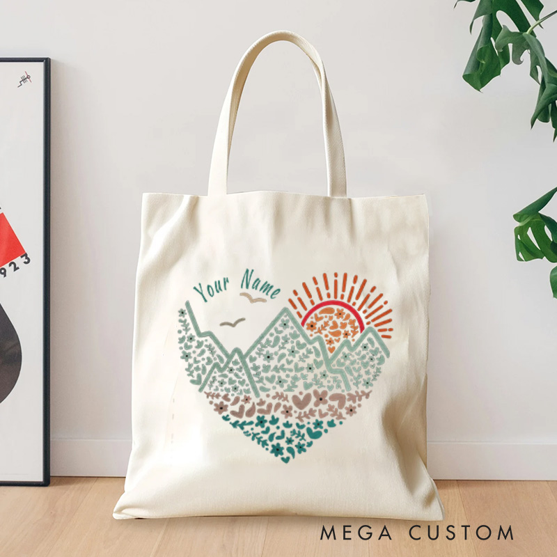 Personalized Heart of Nature Tote Bag Gift for Nature Lovers Bag Camping Hiking Traveling 