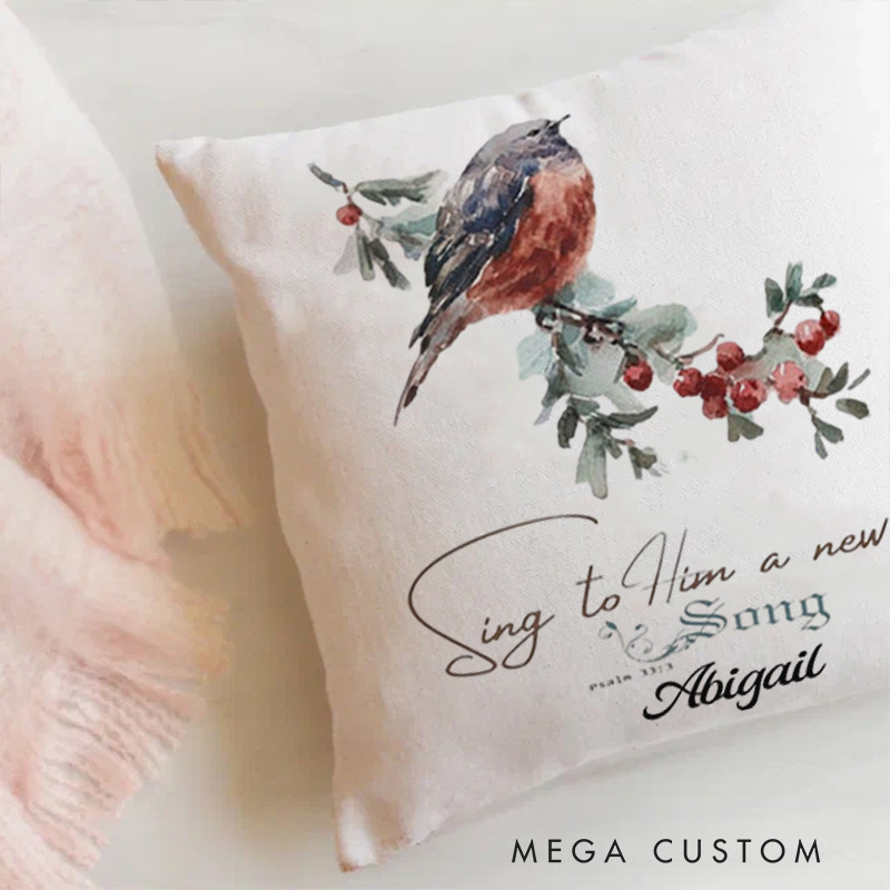 Personalized Sing to Him a New Song Throw Pillow Cover with Name Home Decor Psalm 23:3 Throw Pillow Religious Gift Christian Gift