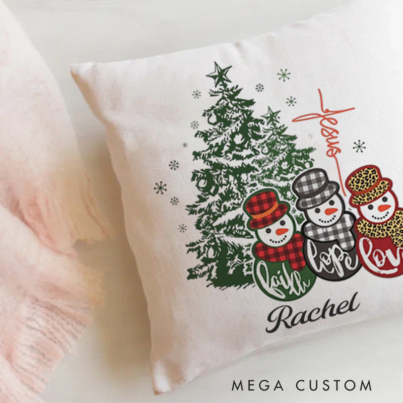 Personalized Faith hope love Jesus cross Throw Pillow with Name Birthday Gift for Family Religious Gift for Christian Christmas Gift