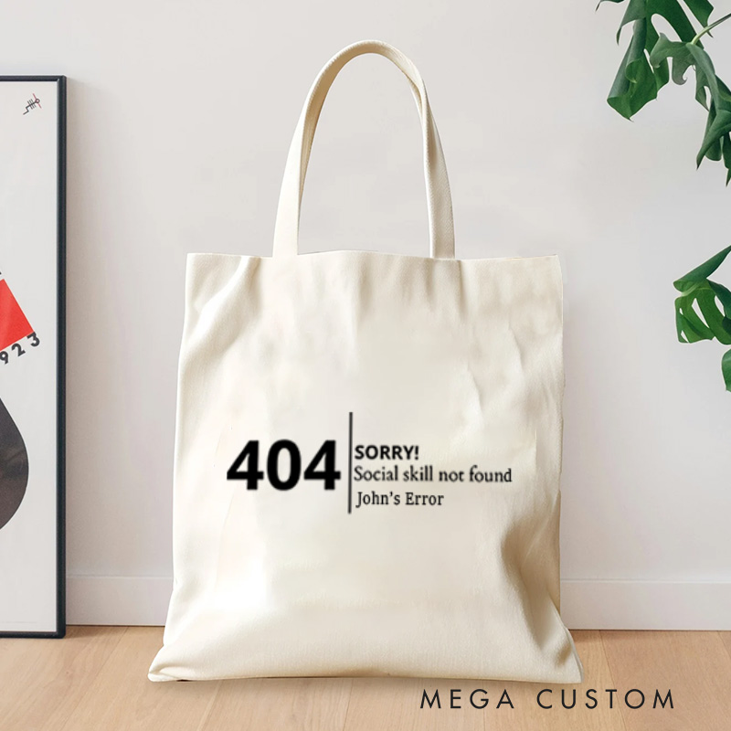 Personalized Humorous 404 Error Tote Bag Programmer Compute Technology Lovers Bag Gift for Geek Nerd