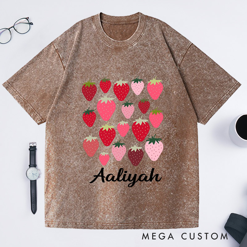 Personalized Strawberries Washed T-Shirts Aesthetic Shirt Strawberry Birthday Shirt Fruit Shirt Strawberry Shirt Plant Shirt Gardening Shirt Plant Lover