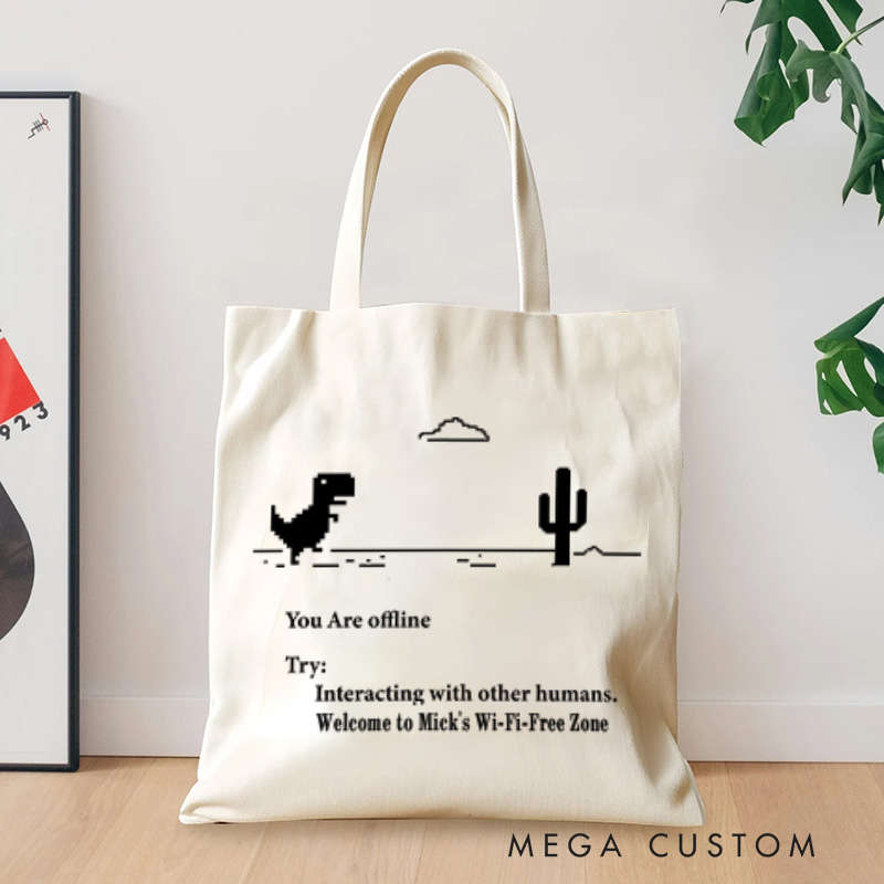 Personalized Offline Mode Technology Lovers Tote Bag Programmer Compute Enthusiasts Bag Gift for Geek Nerd