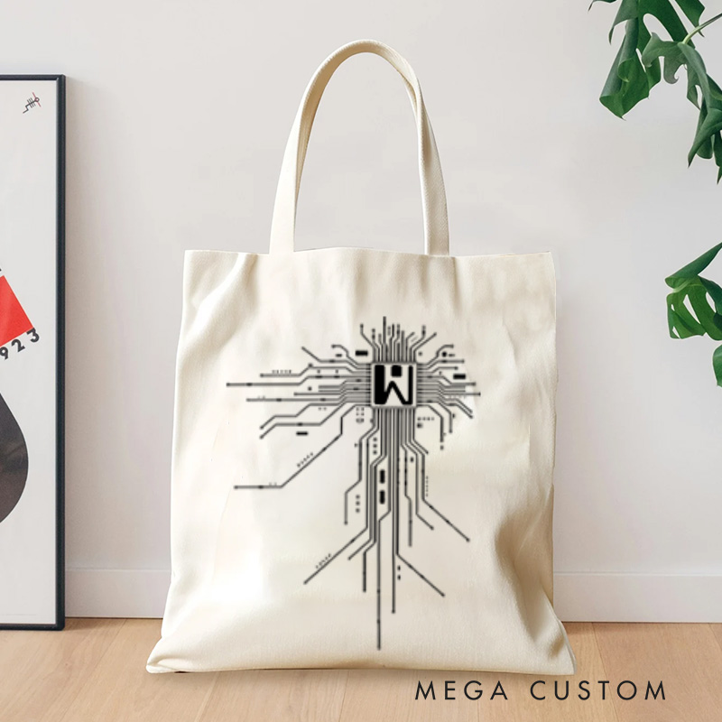 Personalized Digital Circuitry Technology Lovers Tote Bag Programmer Compute Enthusiasts Bag Gift for Geek Nerd