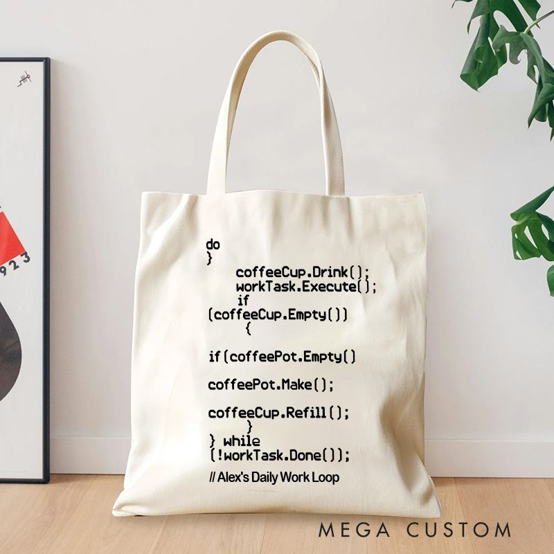 Personalized a Programmer's Daily Loop Tote Bag Technology Compute Enthusiasts Bag Gift for Geek Nerd