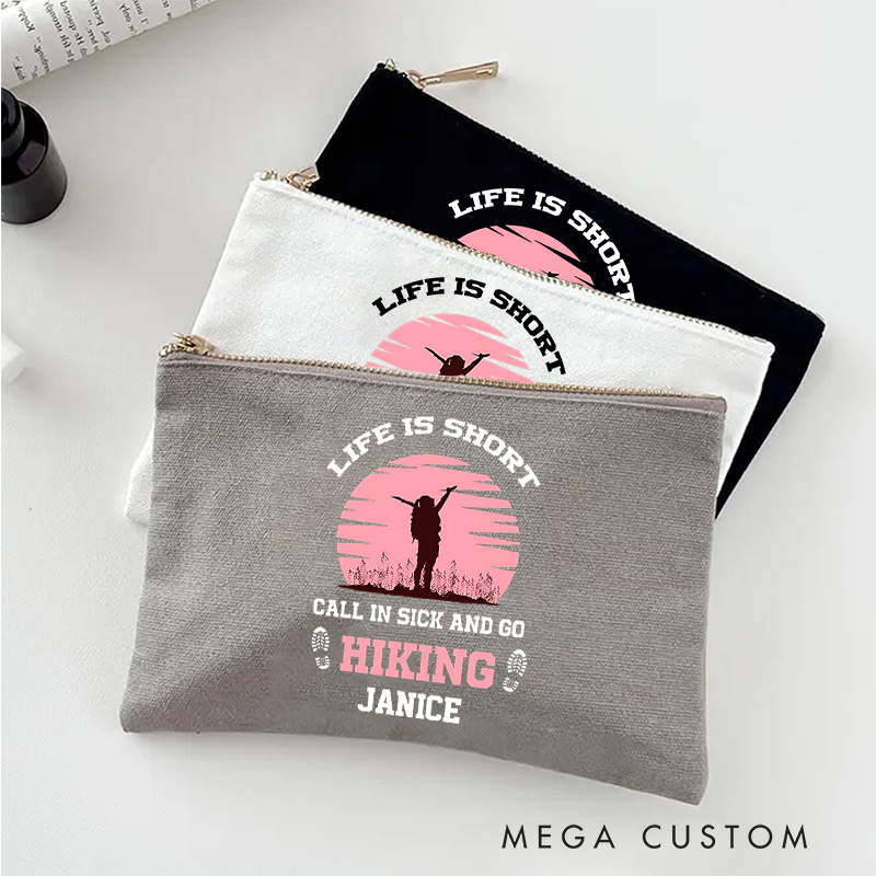 Personalized Take a Hike Cosmetic Bag Zipper Makeup Bag Travel Bag Gift Adventure Hiking Lovers