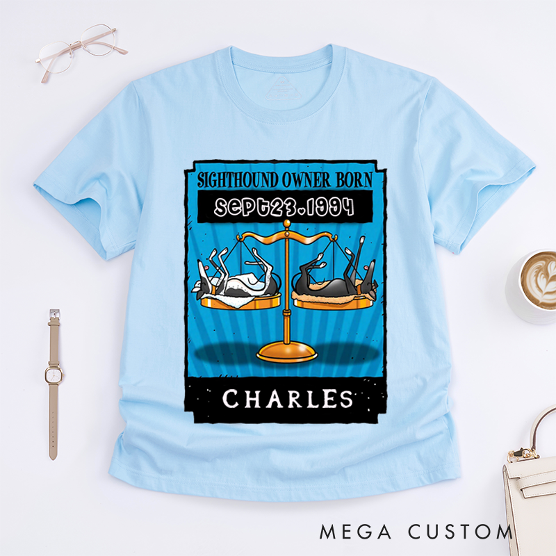 Personalized Libra Sighthound Owner Born Classic T-Shirts Custom Name Gift for Him Family