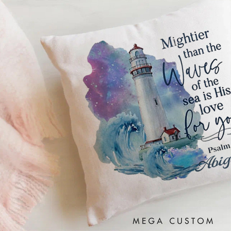 Personalized Psalm 93:4 Bible Verse Throw Pillow with Name Religious Home Decor Birthday Gift for Women