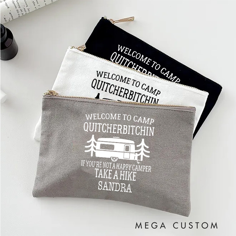Personalized Hiking Camping Lovers Makeup Bag Travel Cosmetic Bag Gift Adventure Lovers