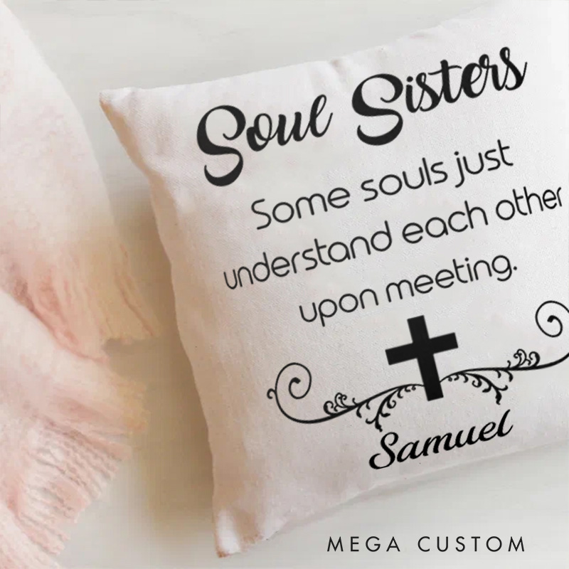 Personalized Soul Sisters Throw Pillow with Name Religious Home Decor Birthday Gift for Women
