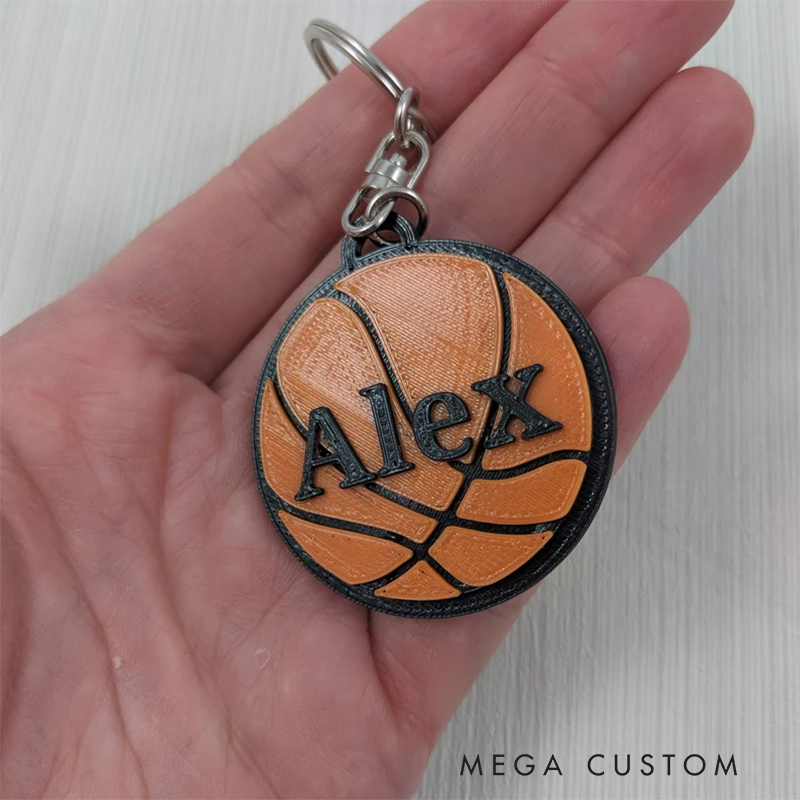 Personalized Basketball Keychain with Custom Name and Bold Design Perfect for Players and Sports Fans