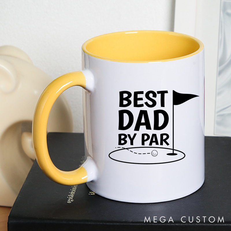 Personalized Golf Mug with Customizable Title Thoughtful Gift for Golf Enthusiasts Durable Ceramic Mug with Two Tone Handle and Stylish Golf Design