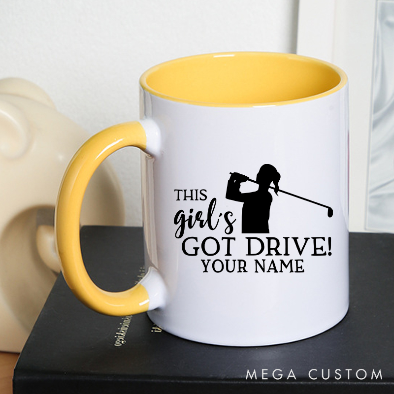 Personalized Golf Mug with Custom Name This Girl’s Got Drive Inspirational Golf Design for Women Golf Enthusiasts