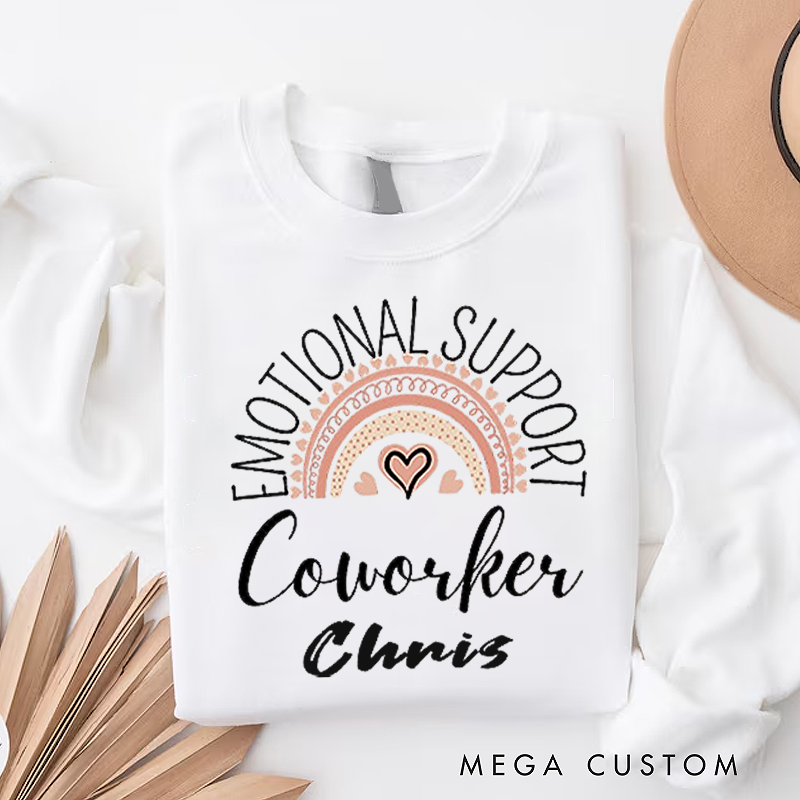 Personalized Office Worker Sweatshirt Emotional Support Coworkers with Boho Style Rainbow Appreciation Gift for Coworkers