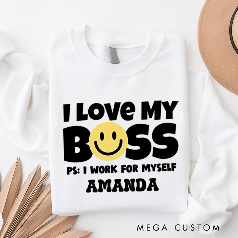 Personalized Office Worker Sweatshirt I Love My Boss Appreciation Gift for Coworkers
