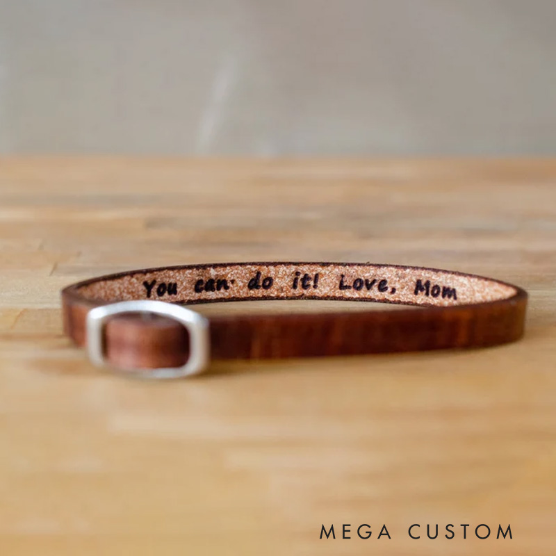 Personalized Leather Bracelet Single Wrap Leather Bracelet Gift for Him