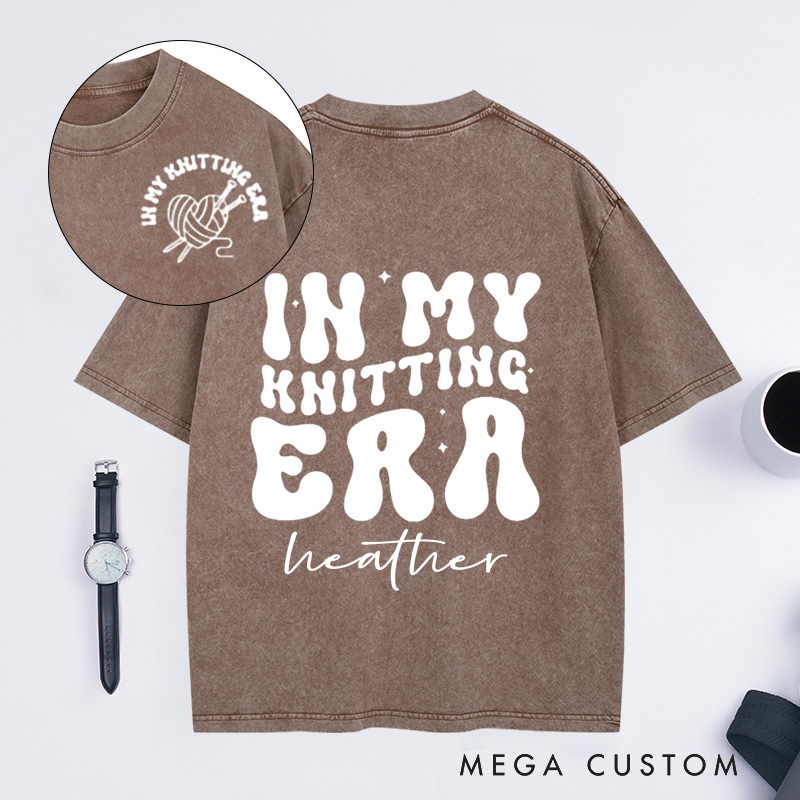 Personalized In My Knitting Era Washed T-Shirts Knitting Shirt Cute Knitting T-Shirt Knitting Gift Love to Knit Knitting Lover Shirt Knitter Tee