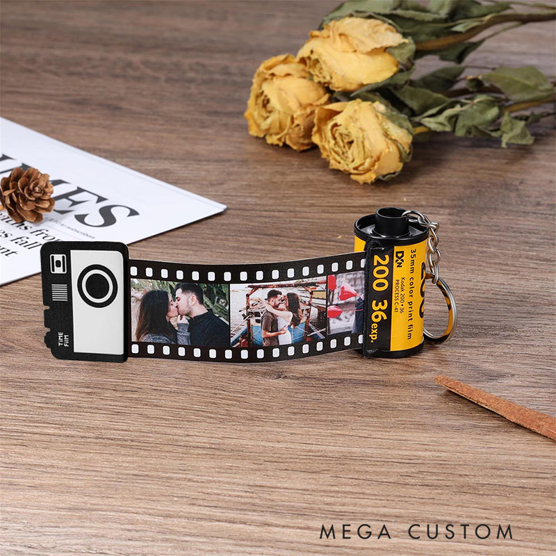 Personalized Photo Keychain Film Roll Camera Roll Keyring Custom Camera Film Keychain Anniversary Gift for Him for Photography Lovers Memory Gift