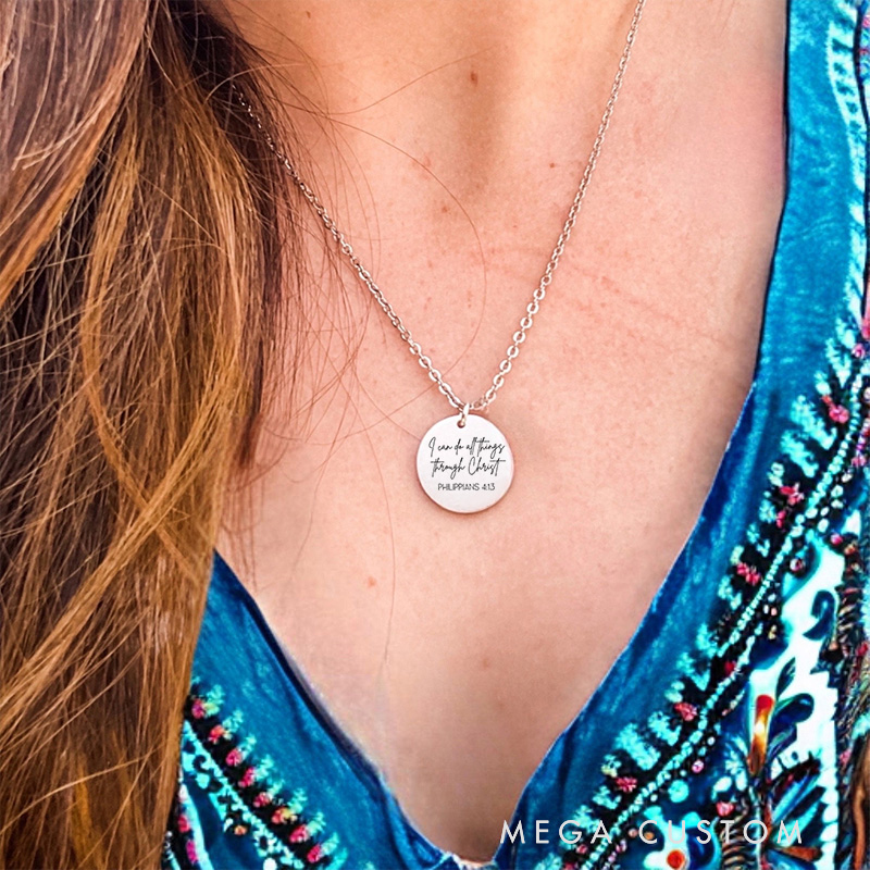 Personalized Scripture Necklace Faith Necklace Engraved Dainty Necklace Christian Jewelry Religious Gift Christian Gift for Her