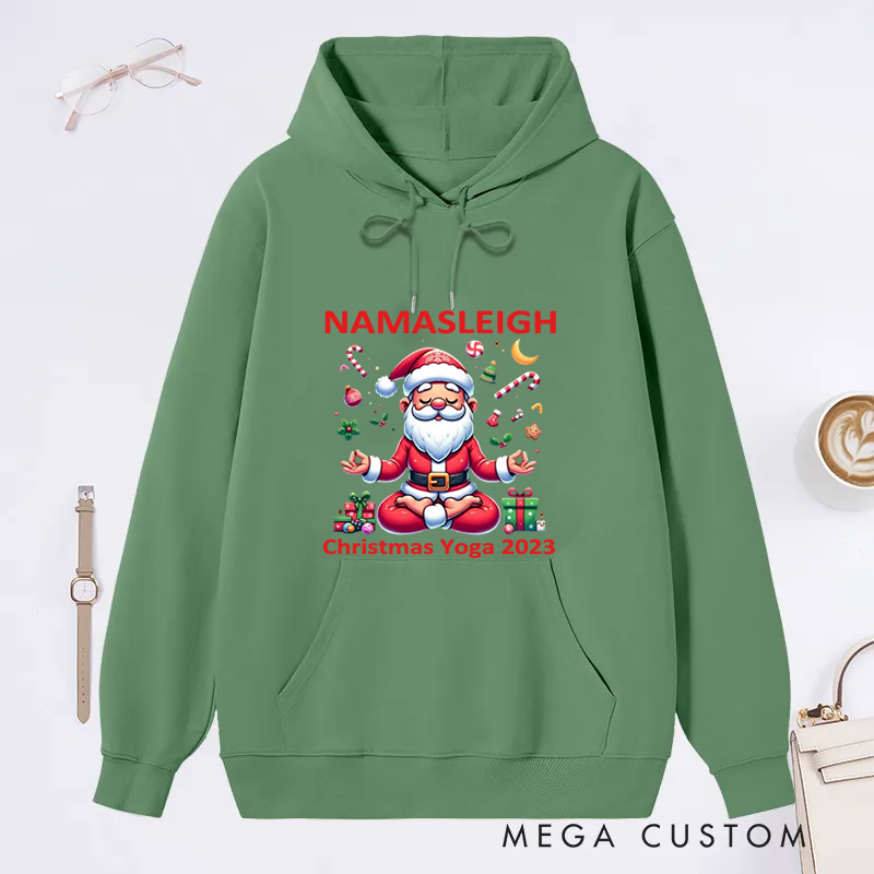 [Copy]Personalized Christmas Classic Hoodie with Cute Meditating Reindeer Design Custom Name Gift Idea for Yoga Lover