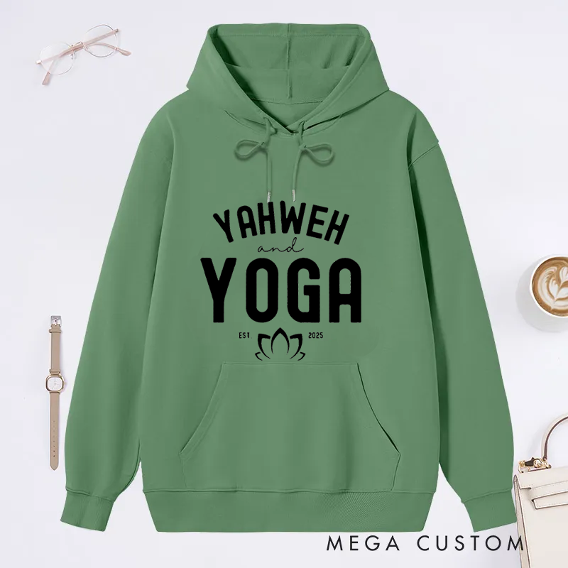 Personalized Yahweh and Yoga Classic Hoodie with Unique Faith-Inspired Design Custom Time Gift Idea for Yoga Lover