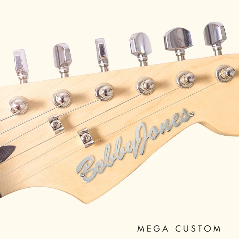 Personalized Metal Guitar Headstock Badge with Name Lettering Badge Birthday Gift for Guitar Lovers