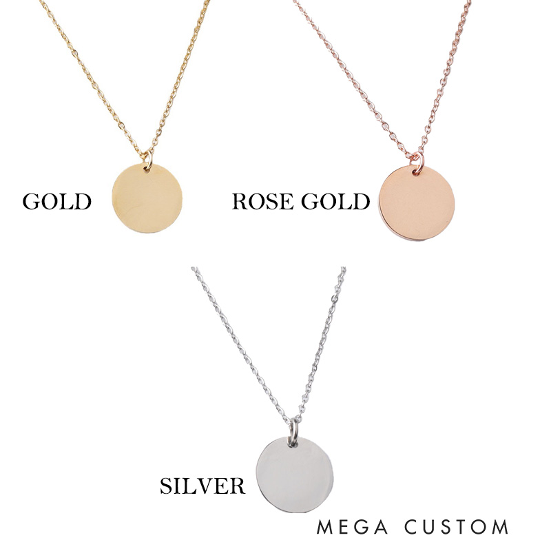 Personalized Engraved Name Engraved Coin Necklace Gift for Her