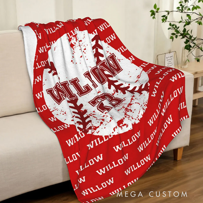 Personalized Sports Blanket with Custom Name and Number for Sports Fans 
