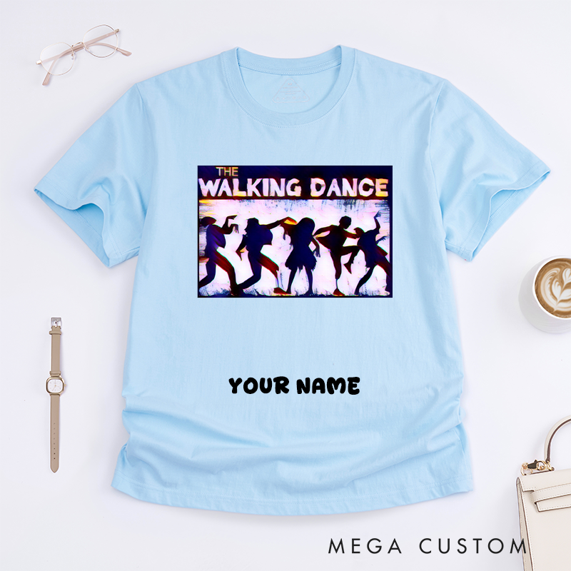 Personalized Walking Dance Silhouette T-Shirts Unisex Fun Gift for Dancers Custom Name Artistic Tee Present For Dance Lovers