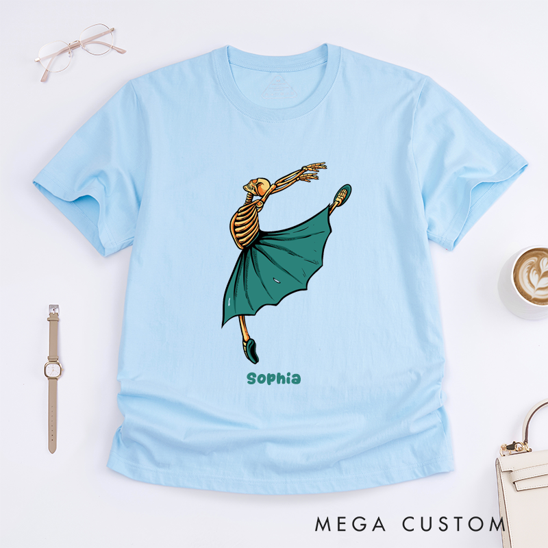 Personalized Skeleton Ballet Dancer T-Shirts Unique Skeleton Art Dance Lover Gift for Women Custom Ballet Tee Present for Ballerina