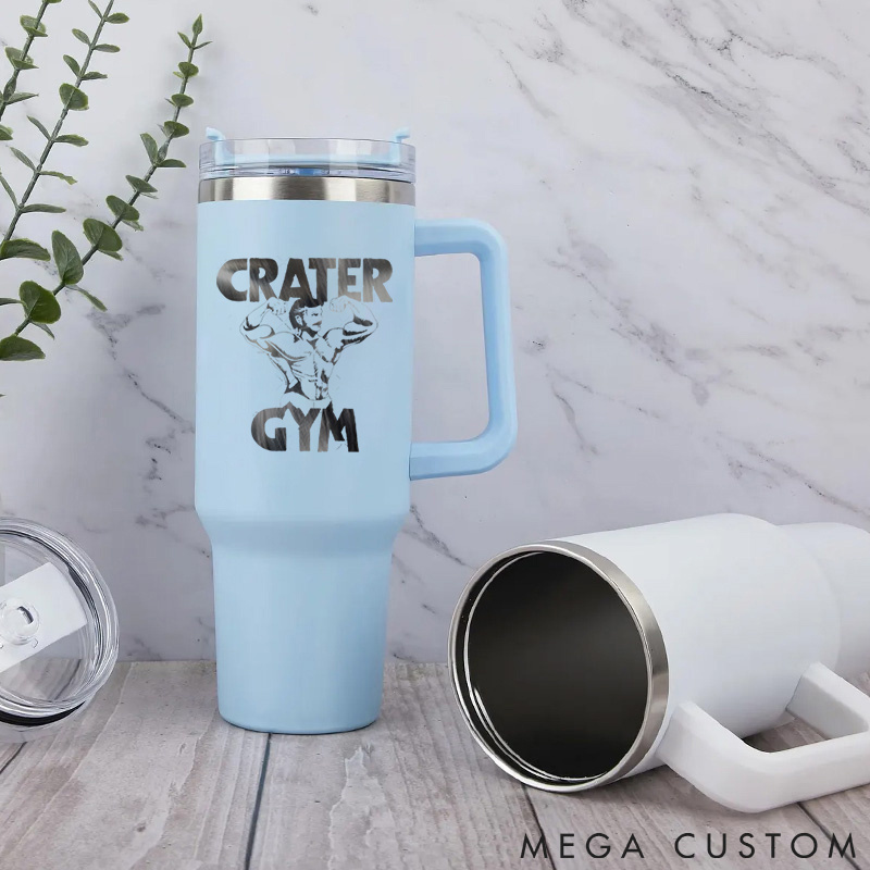 Personalized Handle Tumbler with Flexing Bodybuilder Graphic for Gym Lover Fitness Durable Hot or Cold Drinks