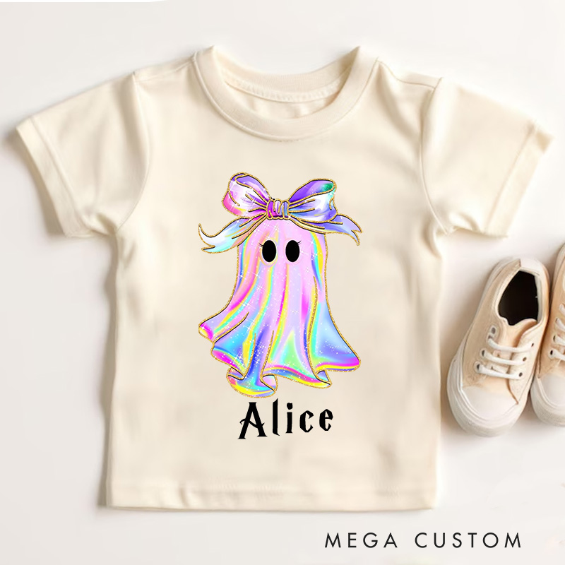 Personalized Halloween Girls Ghost T-Shirt Cute Toddler Halloween T-Shirt Boo Girls T-Shirt