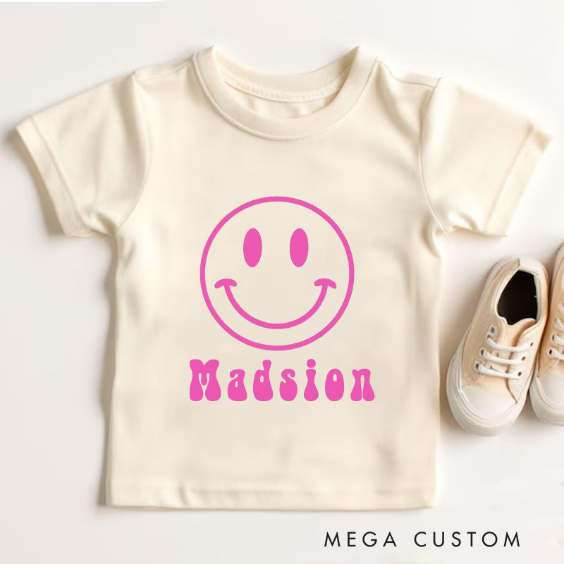 Personalized Youth Neon Happy Face Kids T-Shirt Kids Gift