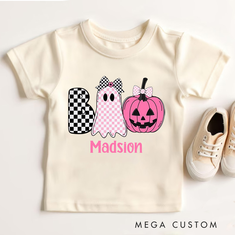 Personalized Halloween Girls T-Shirt Boo Toddler Kids T-Shirt Funny Halloween Gift