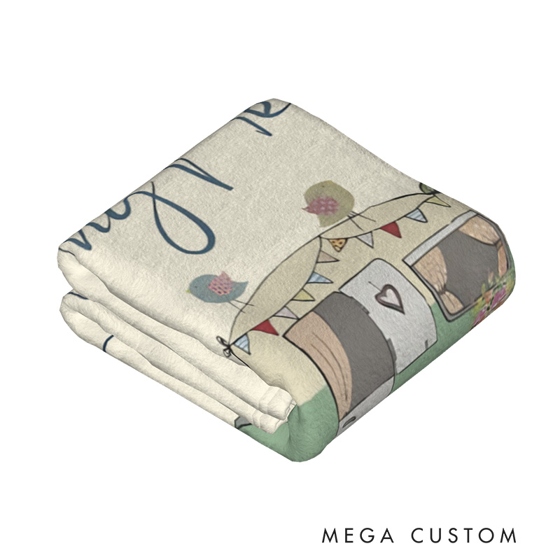 Personalized Family Happy Campers Throw Blanket Adventures Blanket Gift for Hiking Lovers