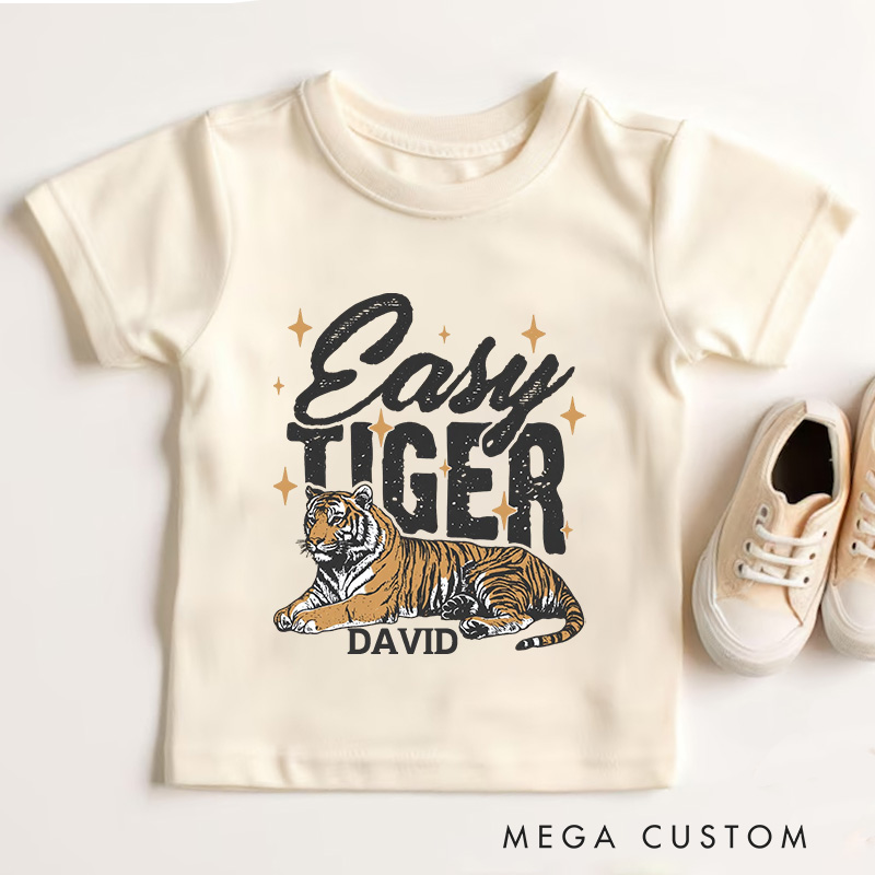 Personalized Retro Easy Tiger Kids T-Shirt Kids Funny Animal Tee