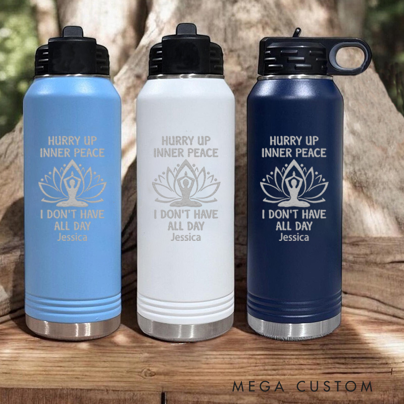 Personalized Yoga Water Bottles with Funny Lotus Design Perfect for Yoga Lover and Travel Enthusiast
