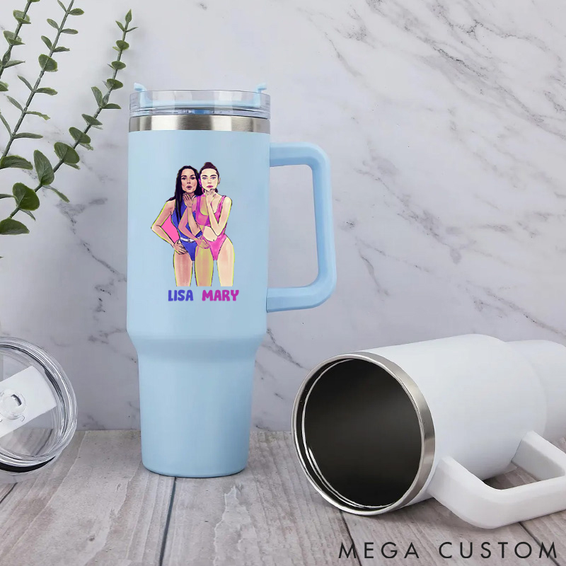 Personalized Handle Tumbler with Girls Dynamic Bikini Fitness Theme for Gym Lover Fitness Durable Hot or Cold Drinks