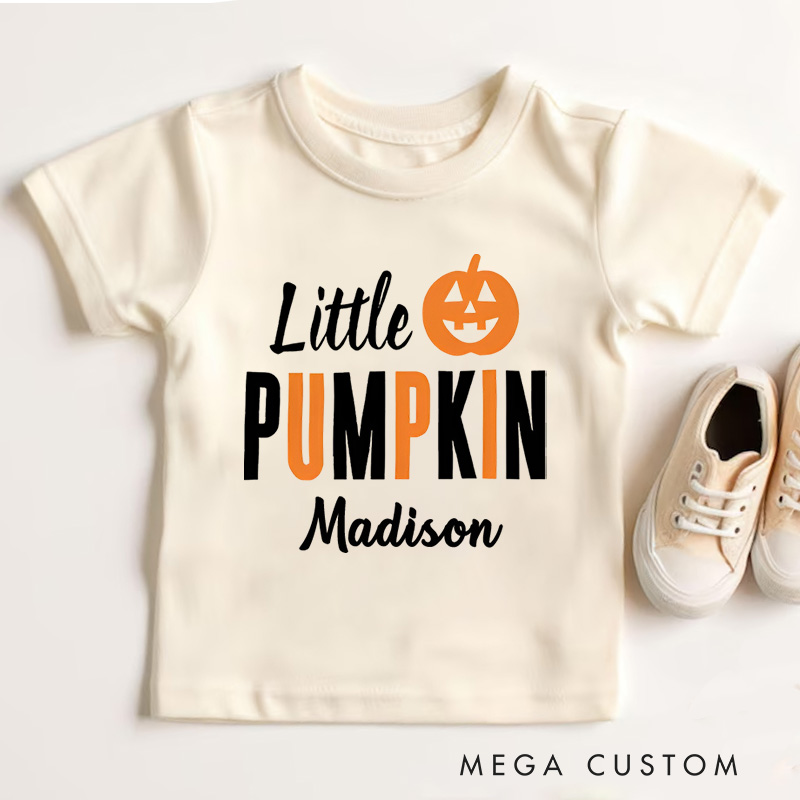 Personalized Little Pumpkin Halloween Shirt for Kids Perfect for Fun Festive Celebrations and Trick or Treating Kids T-Shirt